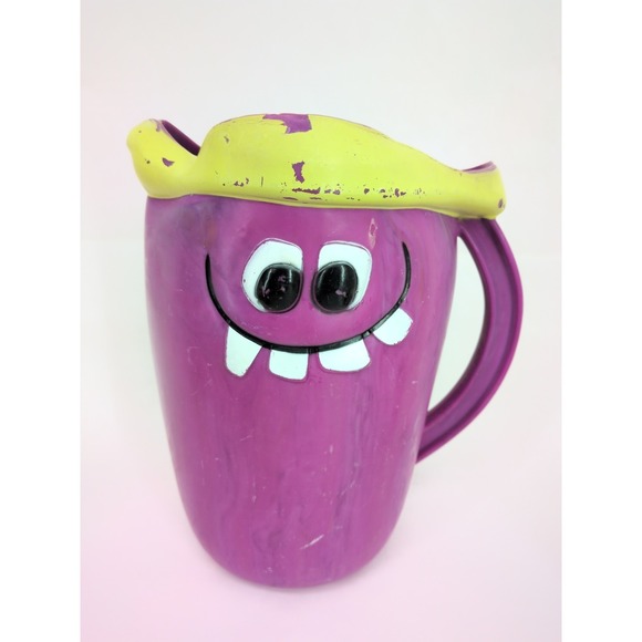 Vintage Pillsbury Kool-Aid Funny Face Cup Mug Goofy Grape Pitcher & 6 Cups - Picture 6 of 11